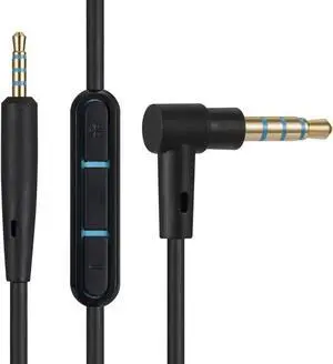 Replacement Audio Cable Cord Extension Wire for  QuietComfort QC25 QC35 Headphones with in line Mic Volume Control (Black)