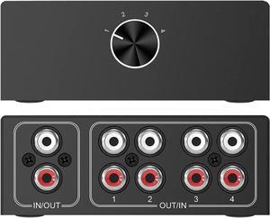 4-Way L/R Stereo Audio Selector Audio Switcher, Speaker Switch, Audio Switch Box, AB Switcher Selector, Bi-Directional for DVD Stereo Speaker CD Player (1 in- 4 Out/4 in-1 Out)