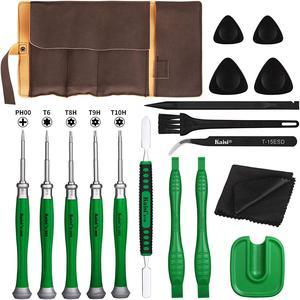 Kaisi 17 in 1 Xbox Repair Tool Kit T6 T8 T9 T10 Torx Security Screwdriver Set for Xbox One Xbox 360 Controller and PS3 PS4 Game Console with Ph00 Screwdriver, Spudgers, Tweezer, Cleaning Brush & Cloth