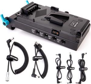 V-Mount Lock Battery Plate Power Supply Splitter Adapter with 15mm Rod Clamp + BMPCC 4K and 6K Locking DC Cable for Blackmagic Pocket Cinema Camera 4K/6K.
