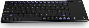 Rii (Newest Version) K12+ Mini Wireless Keyboard with Touchpad Mouse, Stainless Steel Portable Wireless Keyboard with USB Receiver for MacBook/iPad/Tablet/PC/Laptop/Smart TV/Raspberry Pi - Black
