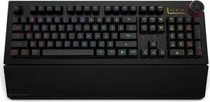 Das Keyboard 5QS Smart RGB Programmable Mechanical Keyboard for Work & Gaming, Soft Tactile Mechanical Switches, Built-in RGB Profiles, Palm Rest, Volume Knob, Aluminum Top (104 Keys, Black)