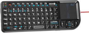Rii Mini Wireless Keyboard with TouchpadQWERTY Keyboard,Support Bluetooth 2.4G Connection,Built-in Laser Pointer, Backlit Portable Keyboard Wireless with Remote Control, X1-BT Black.