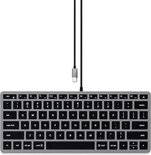 Satechi Slim W1 Wired Backlit Keyboard - Illuminated Keys & USB-C Connection for M2/M1 MacBook Pro/Air, iPad Pro/Air, Mac Mini, iMac