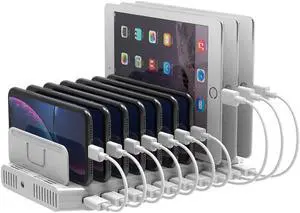 Unitek Charging Station for Multiple Devices, USB Charging Dock with Adjustable Dividers, QC 3.0 and SmartIC, iPhone, iPad, Tablet Organizer Stand-(UL Certified) Unitek Charging Station for Multiple Devices, USB Charging Dock with Adjustable Dividers, QC 3.0 and SmartIC, iPhone, iPad, Tablet Organizer Stand-(UL Certified)