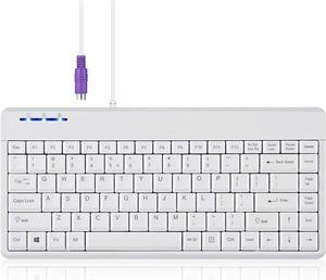 Perixx PERIBOARD-409PW Wired PS2 Mini Keyboard - 12.36x5.75x0.79 inches Dimension - White - US English Layout,PB-409PWUS-11829