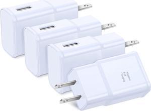 Adaptive Fast Charging Wall Charger, Qihop 4-Pack USB Wall Adapter Fast Charging Block Travel Phone Charger Compatible Galaxy S21 S20 S10 S9 S8 S7 Plus, Note 8 9 10+, iPhone 11 Pro/SE, HTC