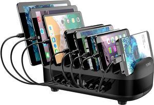 120W Charging Station for Multiple Devices 10 Ports Smart USB Charging Docking Organizer with Cooling Fan Compatible for iPhone, iPads, Samsung, Android Phone and Tablets (Cables not Included)