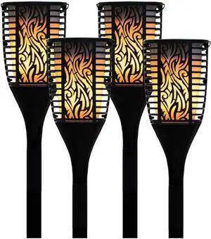 Theater Solutions TT100 Fully Wireless 240 Watt Rechargeable Battery Bluetooth Tiki Torch Speaker 4 Pack Lanterns Link Up to 99 Speakers Wirelessly, Black (TT100-2PR)