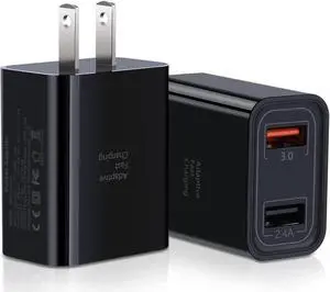 Dual USB Charger, 2-Pack Quick Charge 3.0 Wall Charger Power Adapter, Dual A Port 30W QC3.0 Fast Charging Block Compatible for iPhone 16 15 14 13 12 11 Pro Max/Pro/XR/8/7/6/Plus,Samsung,Android