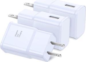 Adaptive Fast Charger, Qihop 3-Pack USB Wall Charger Fast Charging Block Travel Adapters Compatible for Samsung S21 S20 S10e S9 S8 Plus, Note 8 9 10 Plus 20, iPhone, LG Quick Phone Charger (White)