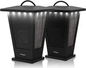 pohopa Bluetooth Speakers Waterproof, 2 Packs True Wireless Stereo Sound 20W Speakers Dual Pairing Lantern Indoor Outdoor Speakers with 20 Piece LED Lights, Rich Bass, Pinao Black