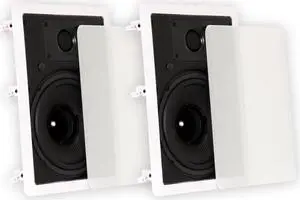 Theater Solutions TS80W in Wall 8" Speakers Surround Sound Home Theater Pair, White
