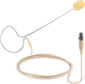 On-Ear Audio Condenser Microphone - Portable Omnidirectional Wired Headset Condenser Mic With 4 Pin Mini XLR Cable and Windscreen - Works with  System - PMEMS10 (Skin Tone), Beige