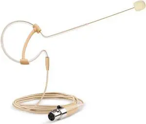 Headset Microphone Headworn Single Earset Over Ear Hanging Condenser Mic Compatible with Shure Wireless System Bodypack Transmitter, Ideal for Singing, Churches, Stage Performance  Beige