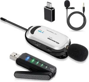 Wireless Lapel Microphone for Computer, USB lavalier Mic System for MacBook, Android, PC, Laptop, Speaker, Zoom Meeting, Teacher Podcasting, Vlog, YouTube, Conference, Vocal Recording,