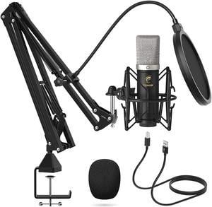 Condenser Microphone 192kHz/24Bit, TONOR USB Cardioid Computer Mic Kit with Upgraded Boom Arm/Spider Shock Mount for Recording, Streaming, Gaming, Podcasting, Voice Over, YouTube, TC-2030