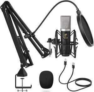 XLR Condenser Microphone, Professional Cardioid Studio Mic Kit with T20  Boom Arm