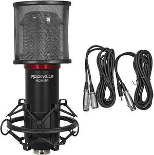 Rockville RCM SR Condenser Mic, Studio Recording, Samsung Capacitors, Cardioid Pattern, 25mm Cartridge, Low Noise, Durable Zinc Body & Steel Head, for Vocals, Podcasts, and Live Performances
