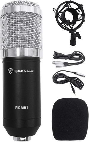 Rockville RCM01 Pro Studio Recording Condenser Microphone Mic+Metal Shock Mount Black