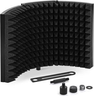 TONOR Microphone Isolation Shield, Studio Mic Sound Absorbing Foam Reflector for Any Condenser Microphone Recording Equipment Studio, Black