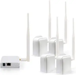 ANJIELO SMART Wireless Bridge Point-to-Point Long Range Wireless Access with 20DBi High-Gain Antenna,100Mbps 2.4G WiFi Bridge Supports 3000ft Transmission Distance(One Transmitter, Four receivers)