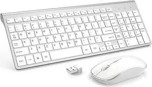 Wireless Keyboard Mouse, JOYACCES 2.4G Compact and Ultra Slim Wireless Keyboard and Mouse for Windows, Computer, Desktop, PC, Laptop-Sliver