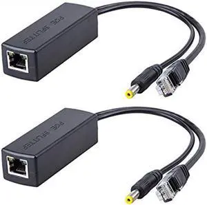 10Gtek POE Splitter Cable 100Mb/s 155Mb/s, 802.3AT/AF, 48V to 12V (PSE chip Inside), 100 Meters Link (2-Pack)