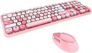 Mofii Wireless Keyboard and Mouse Combo,2.4G USB Multi-Color Cute Full Size Keyboard and Optical Mice Set for Computer Desktop PC Laptop (Pink-Mixed)