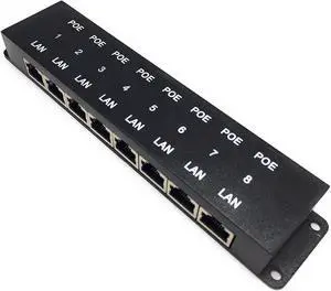 PoE Texas 8 Port PoE Injector - 8 Port PoE Adapter - Add Power Over Ethernet for Passive Devices - 10/100 Data Rate for PTZ, IP Camera Video Security System, VoIP Phone, WiFi Access Point (POE-8-ENC)