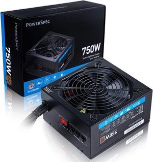 PowerSpec 750W Power Supply Semi Modular 80 Plus Bronze Certified ATX PSU Active PFC SLI Crossfire Ready Gaming PC Computer Power Supplies, PS 750BSM