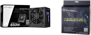 SilverStone Technology Strider 850 Watt 80 Plus Platinum Modular PSU 850 Power Supply PS-ST85F-PT & Flat Flexible Short Cable Set Designed for Silverstone Modular Power Supplies PP05-E