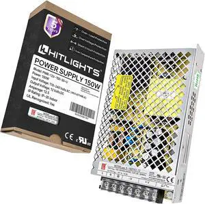 HitLights 12vdc Power Supply 150W 12.5A Universal Regulated Switching Power Converter, UL-Recognized 12 Volt Transformer for LED Strip Lights, 3D Printers, Audio Systems, Security Cameras