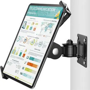 Tablet Wall Mount - Fits 7 to 11 Inch Tablets Including iPad, Galaxy Tab, Slate, Fire and More-Anti Theft Security Lock and Key - Articulating Swivel Holder for Portrait and Landscape(Black)