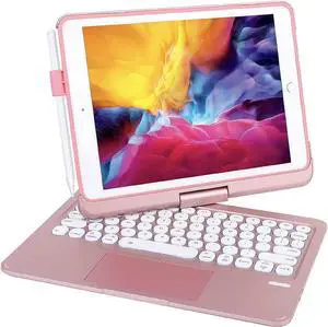 mobee Unitype iPad Keyboard Case for iPad 2018 (6th Gen) - iPad 2017 (5th Gen) - iPad Pro 9.7 - iPad Air 2 & 1 - Thin & Light - Rotatable - Backlit 7 Color - iPad Case with Keyboard (9.7, Rose Gold)