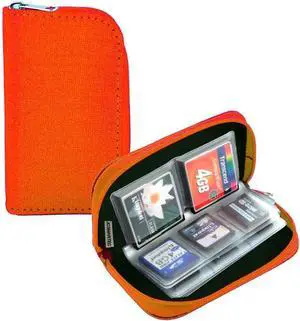 Memory Card Case - Carrying Case Suitable for Micro SD, Mini SD and 4X CF, Card Holder Bag Wallet for Media Storage Organization (Orange) Memory Card Case - Carrying Case Suitable for Micro SD, Mini SD and 4X CF, Card Holder Bag Wallet for Media Storage Organization (Orange)