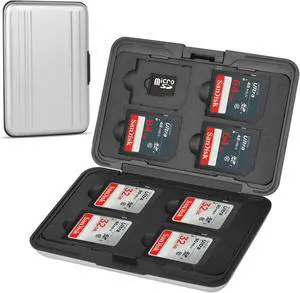 Aluminum Shock Resistant Carrying Box Memory Card Storage Case Holder 8 Slots for SD SDHC MMC Micro SD TF Cards Silver Aluminum Shock Resistant Carrying Box Memory Card Storage Case Holder 8 Slots for SD SDHC MMC Micro SD TF Cards Silver