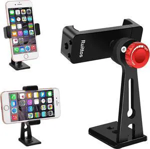 Phone Holder for Tripod, Metal Cellphone Tripod Adapter 360 Degree Rotation Vertical Video Smartphone Bracket Clip Compatible with iPhone X XS XR 8 Samsung Galaxy S10 S9+ Huawei (Black C18)