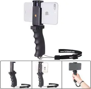 Good Product Outlet Ergonomic Cell Phone Smartphone Holder, Phone Selfie Stick Hand Grip Stabilizer Handheld Mount Phone Handle Support Steadycam Compatible with iPhone Xs X Nexus LG HTC Samsung etc