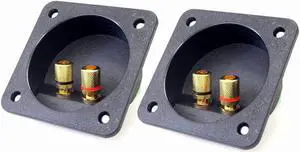 Kalevel® 2pcs DIY Home Car Stereo 2-Way Speaker Box Terminal Round Square Spring Cup Connector Binding Post Banana Jack and Plugs Subwoofer Plugs 80x80mm (Black)
