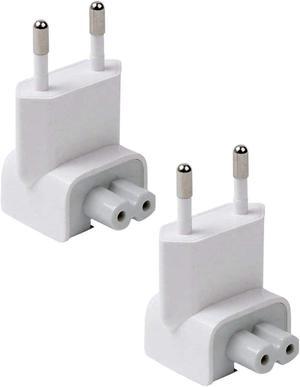 REYAER AC Adapter Europe Plug, Converter Travel Charger Adapter for Mac Book Mac/Book/Phone/Pod AC Power Adapter (2 -Pack)