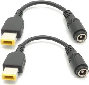 Tip Converter Adapter Connecter Cable Female 8.0mm to Slim Square USB Yellow Tip for Lenovo Thinkpad Yoga Ideapad 0b47046 0b47048 ADLX45NCC2A ADLX45NLC2A Laptop AC Charger (2PACK)