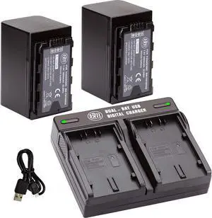 2 VW-VBD58 Batteries and Dual Bay Charger for Panasonic AG-VBR59, BGH1, HC-X1, HC-X1500, HC-X2000, AG-CX10, AG-CX350, AG-UX180, AG-AC30, AG-UX90, AG-DVX200, HC-MDH3E, AJ-PX270, AJ-PX230