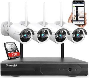 Gadpiparty Wireless Security Camera System with 1TB Hard Drive, Security Cameras 1080P with 24/7 Video Audio Recording, IP66 Weatherproof Indoor Outdoor Camera, Plug and Play, Remote Access, Motion D