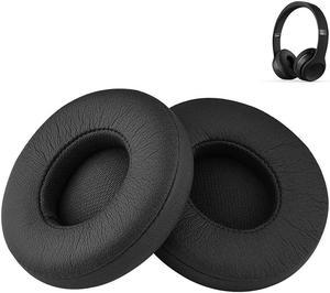 Solo 3 Earpad Replacement Solo 2 Ear Pads Cushion Accessories Compatible with Beats by Dre Solo3/Solo2 Wireless A1796/B0534 Headphones Made of Protein Leather Memory Foam (Black)
