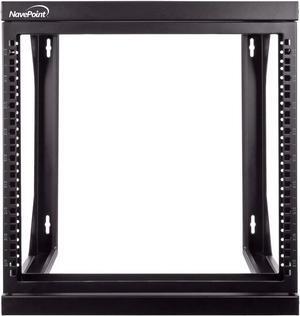 NavePoint 9U Server Rack with Swing Gate - 9U Wall Mount Rack for 19 Inch IT Equipment Open Frame Rack  Network Rack Wall Mount for AV & Server Equipment 18 Deep 9U Rack, Black