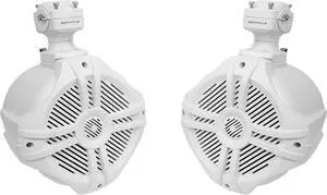 Pair RWB70W 500W Peak / 300W RMS Marine Wakeboard Tower Speakers 4 Ohm, 360 Degree Swivel, Waterproof, UV-Coated Brackets for Boats, Jeeps, ATVs