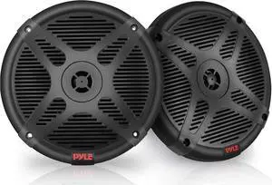6.5 Inch Bluetooth Marine Speakers - 2-way IP-X4 Waterproof and Weather Resistant Outdoor Audio Dual Stereo Sound System with 600 Watt Power and Low Profile Design - 1 Pair - PLMRBT65B (Black)