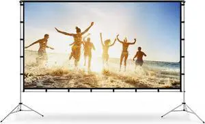 Projector Screen with Stand 100 inch Portable Foldable Projection Screen with Aluminum Alloy Stand Outdoor Movie Screens with Carrying Bag for Home Theater Camping and Recreational Events