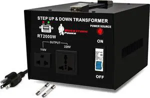 2000 Watt Voltage Converter Transformer - Heavy Duty Step Up/Down AC 110V/120V/220V/240V Power Converter - Circuit Breaker Protection  DC 5V USB Port - CE Certified [3-Year Warranty]